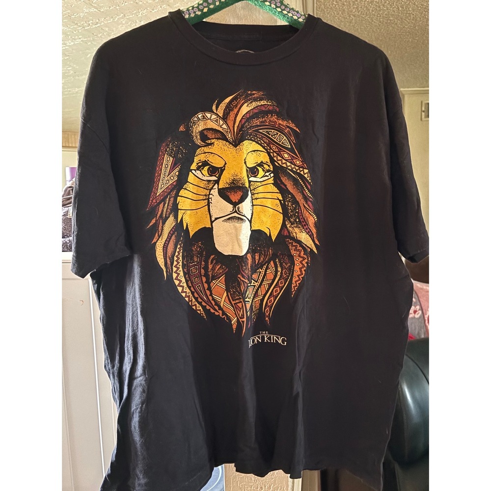 Disney The Lion King Graphic Tee Mens Black Tribal Mufasa Simba Cotton Shirt